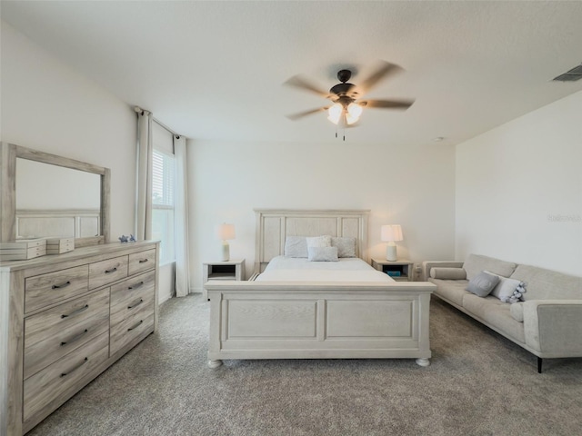 bedroom featuring carpet floors and a ceiling fan