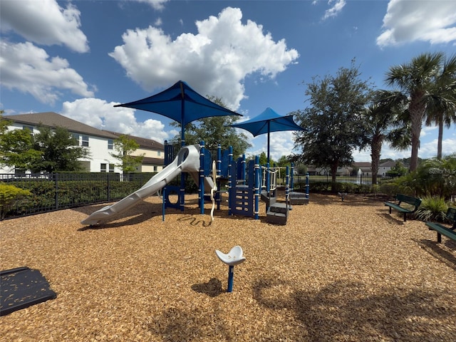 communal playground with fence