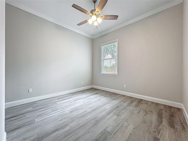 278 Acorn Dr, Longwood, FL 32750 - spare room with light wood finished floors, baseboards, a ceiling fan, and ornamental molding