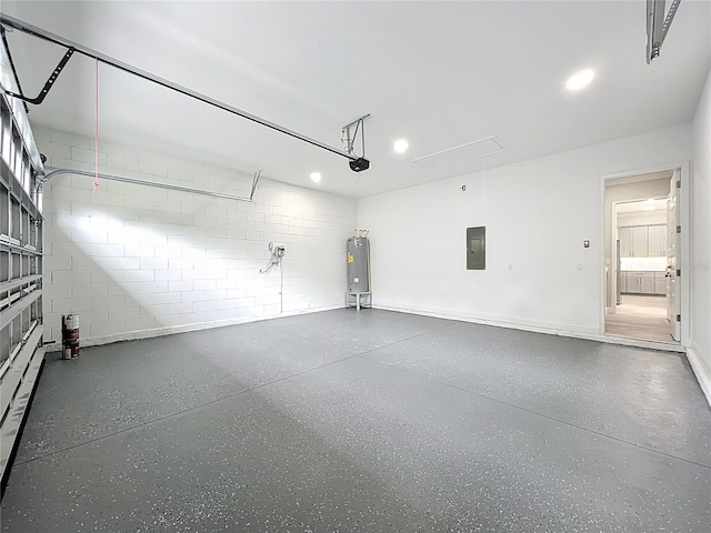 278 Acorn Dr, Longwood, FL 32750 - garage featuring electric panel, water heater, recessed lighting, and a garage door opener