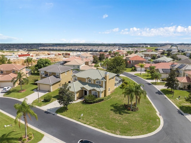 birds eye view of property with a residential view