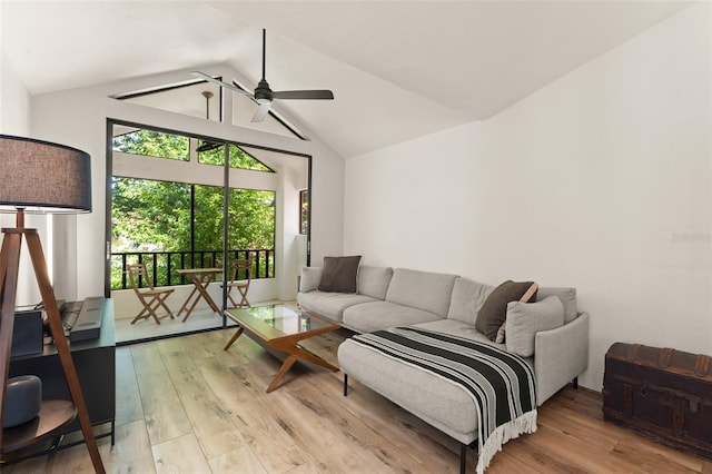 546 Via Fontana Dr Unit 203, Altamonte Springs, FL 32714 - living area featuring light wood finished floors, a ceiling fan, and lofted ceiling