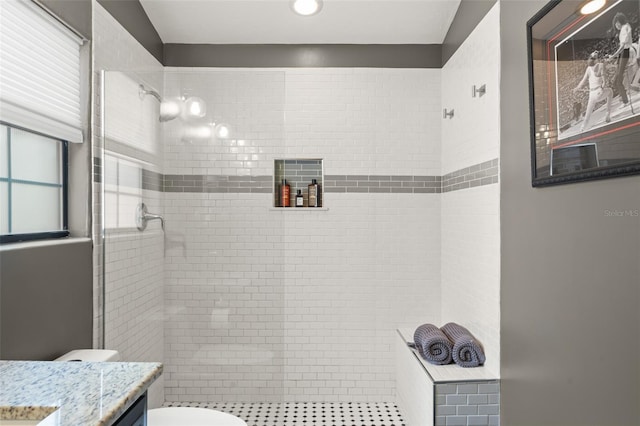 546 Via Fontana Dr Unit 203, Altamonte Springs, FL 32714 - bathroom with vanity, toilet, and a shower stall