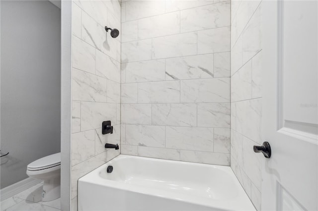 full bathroom with toilet, shower / washtub combination, and marble finish floors