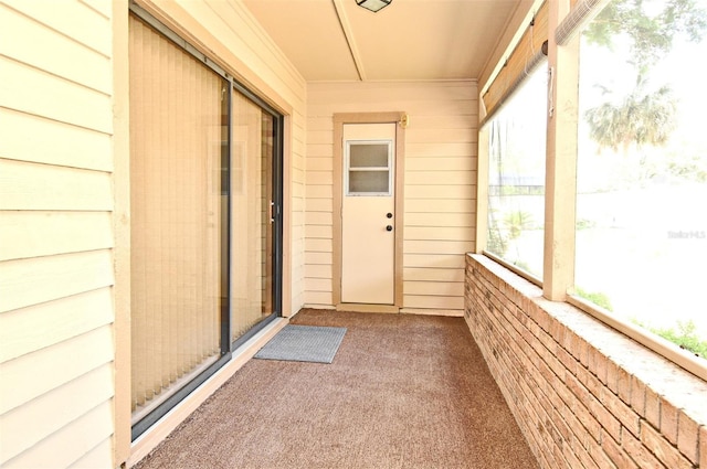 view of unfurnished sunroom