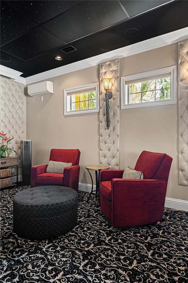 5909 Oxford Moor Blvd, Windermere, FL 34786 - living area featuring baseboards and an AC wall unit