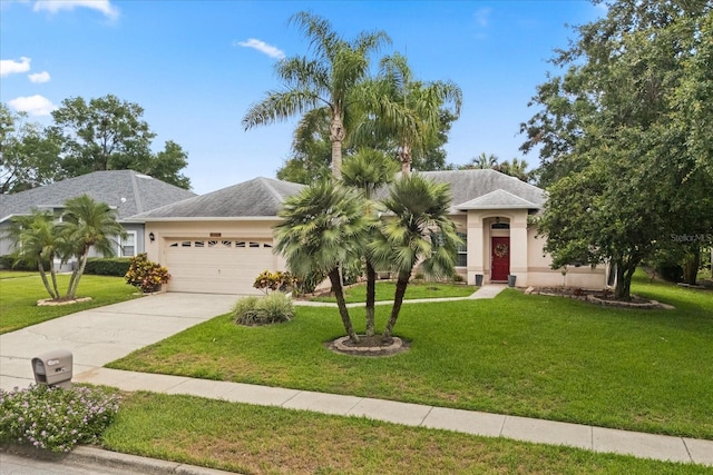 1428 Lucky Pennie Way, Apopka, FL 32712 - view of front facade with a garage, a front lawn, stucco siding, and driveway