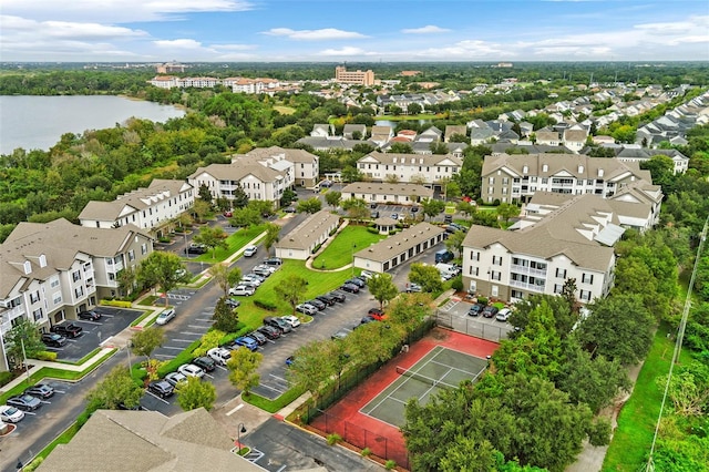 aerial view of a nearby body of water