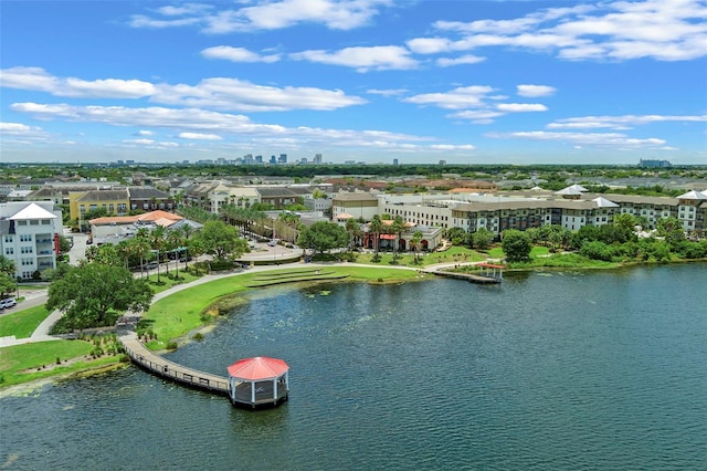 aerial view of a nearby body of water