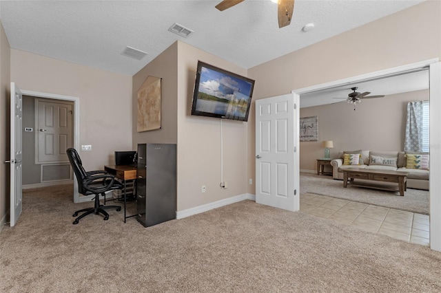 570 Cascading Creek Ln, Winter Garden, FL 34787 - home office featuring a ceiling fan, carpet floors, and baseboards