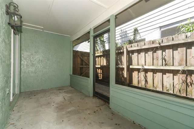 view of unfurnished sunroom