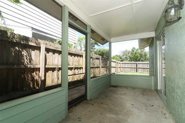 view of unfurnished sunroom
