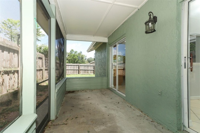 view of unfurnished sunroom