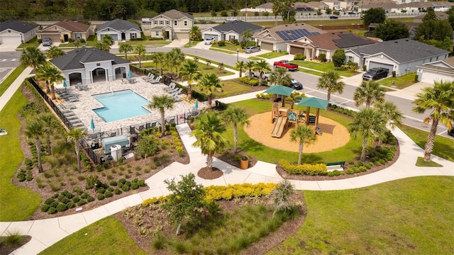1631 Pontiff Pl, Davenport, FL 33896 - aerial perspective of suburban area featuring a pool