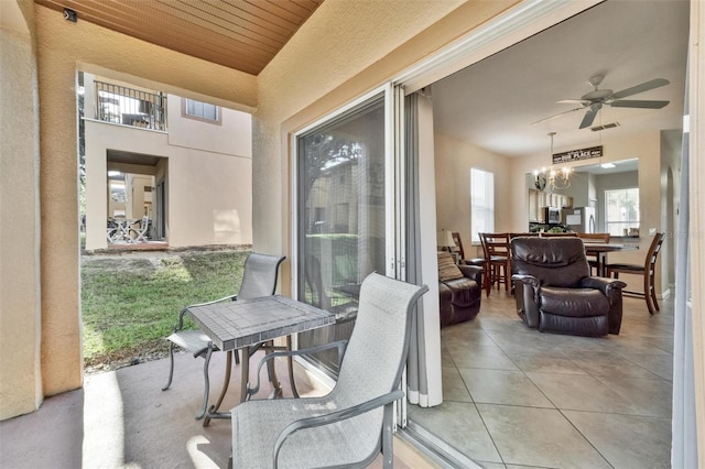 view of patio / terrace with visible vents and ceiling fan