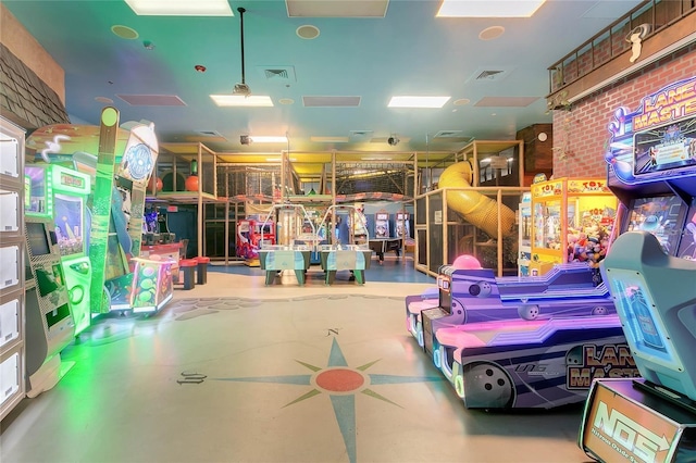 recreation room with visible vents