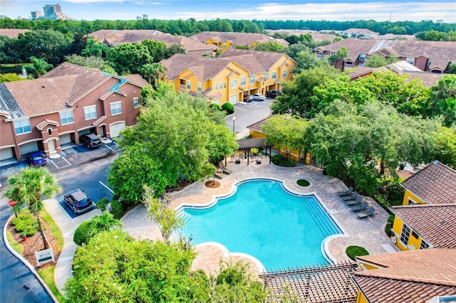 aerial view featuring a residential view