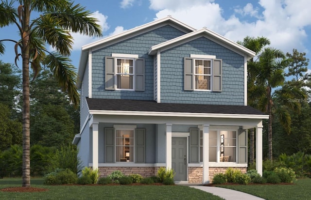 305 Platform Ln, Debary, FL 32713 - view of front of home with stone siding and a porch