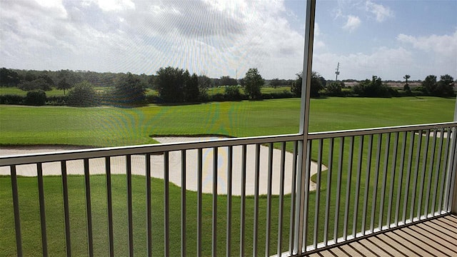 balcony featuring view of golf course