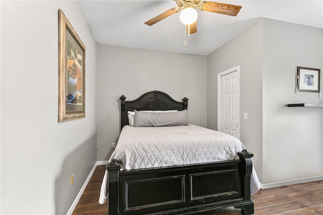 2623 Gables Dr, Eustis, FL 32726 - bedroom with wood finished floors, baseboards, and a ceiling fan