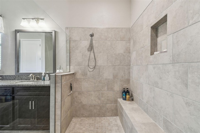 31840 Magna Gulf Loop, San Antonio, FL 33576 - bathroom featuring tiled shower and vanity
