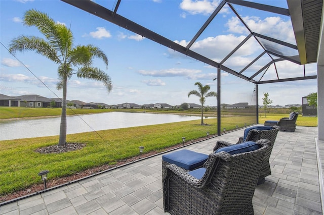 31840 Magna Gulf Loop, San Antonio, FL 33576 - view of patio with a water view, a lanai, and a residential view