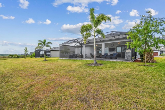 31840 Magna Gulf Loop, San Antonio, FL 33576 - rear view of property with a yard, a lanai, a carport, and a patio area