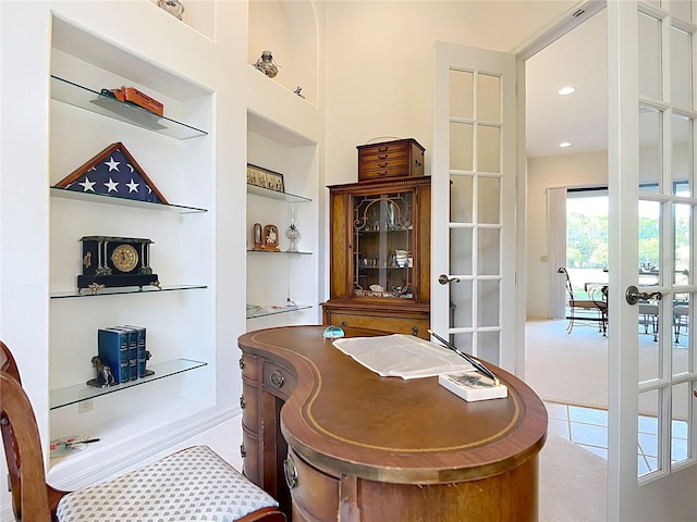 502 Canopy Ln, Lady Lake, FL 32159 - office space featuring french doors, built in shelves, and recessed lighting