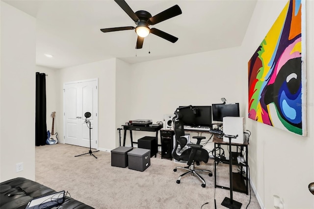 1401 Yellow Finch Dr, Davenport, FL 33837 - carpeted home office featuring ceiling fan and baseboards