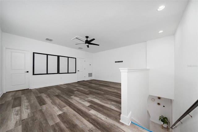 2591 Seagirt Way, Clermont, FL 34711 - empty room featuring dark wood finished floors, baseboards, recessed lighting, and ceiling fan