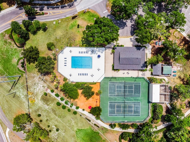 aerial view of a pool