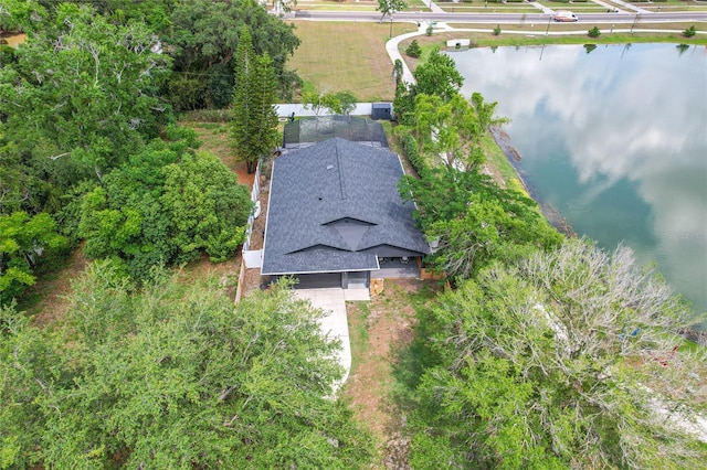 view from above of property with a nearby body of water