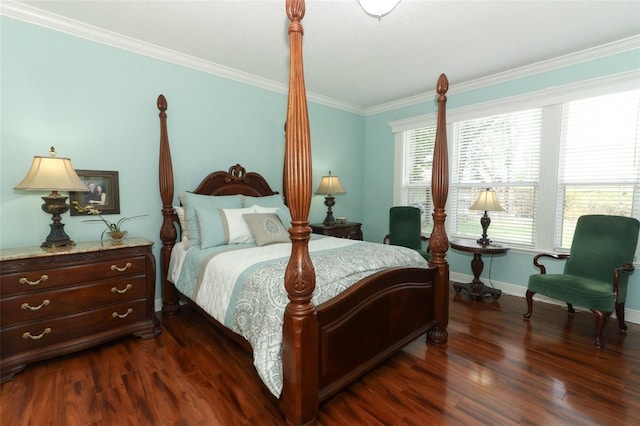 4201 Old Trafford Way, Orlando, FL 32810 - bedroom with crown molding, dark wood finished floors, and baseboards