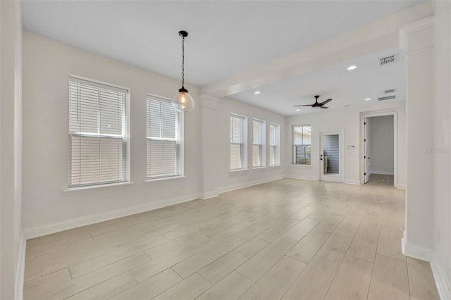13913 Hahn Ln, Orlando, FL 32827 - unfurnished room with ceiling fan, baseboards, light wood-style flooring, and recessed lighting