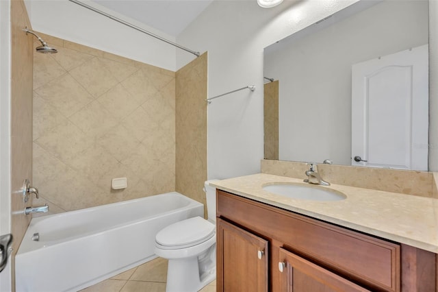 13913 Hahn Ln, Orlando, FL 32827 - bathroom with bathing tub / shower combination, toilet, tile patterned flooring, and vanity