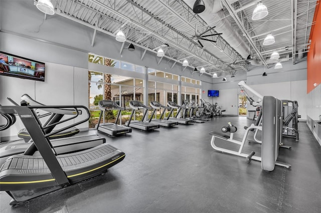 13913 Hahn Ln, Orlando, FL 32827 - gym featuring a towering ceiling