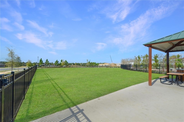 view of yard with a gazebo and a patio area