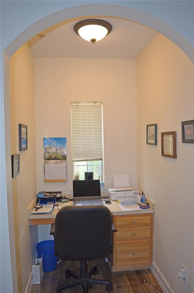 12212 Wild Iris Way Unit 106, Orlando, FL 32837 - office featuring dark wood-style flooring, baseboards, and arched walkways