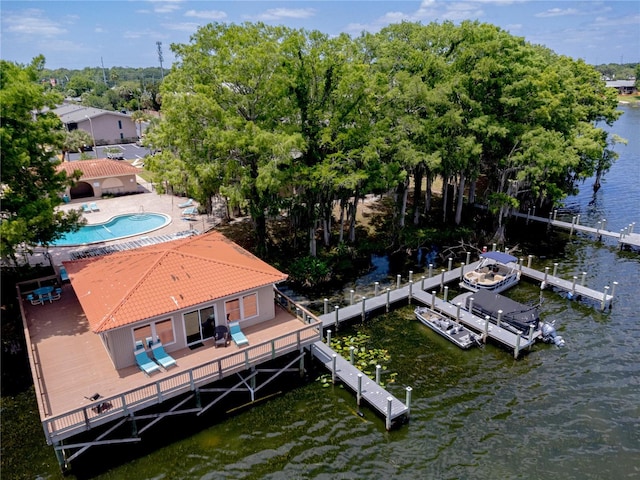 1163 Paseo Del Mar Unit B, Casselberry, FL 32707 - drone / aerial view of a nearby body of water, a pool, and a tree filled landscape