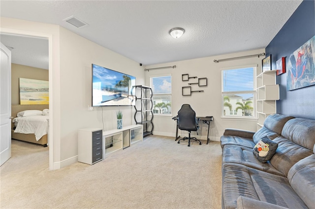 257 Auburn Ave, Kissimmee, FL 34747 - living room featuring carpet floors, baseboards, and a textured ceiling