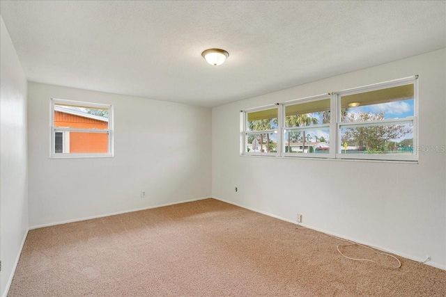 carpeted spare room featuring healthy amount of natural light and baseboards