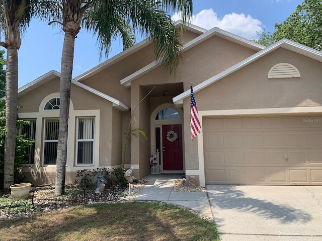 1585 Stefan Cole Ln, Apopka, FL 32703 - view of front of house with stucco siding, an attached garage, and driveway