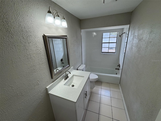 6624 Kristin Ct, Orlando, FL 32818 - full bath featuring a textured wall, tile patterned floors, vanity, toilet, and baseboards