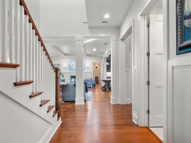 9916 Lone Tree Ln, Orlando, FL 32836 - entryway featuring wood finished floors, stairs, recessed lighting, and baseboards