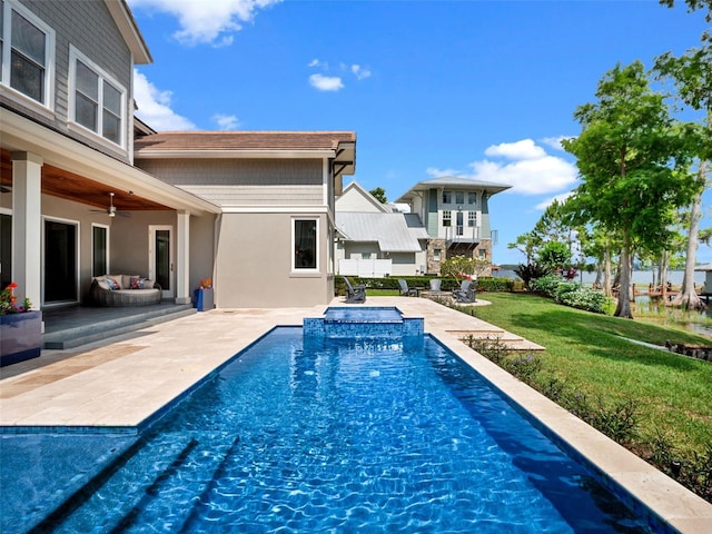 9916 Lone Tree Ln, Orlando, FL 32836 - swimming pool with a yard, a patio area, and a ceiling fan