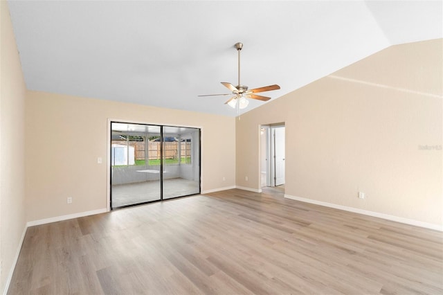 1550 Maxwell Ln, Deltona, FL 32738 - spare room with lofted ceiling, light wood finished floors, ceiling fan, and baseboards