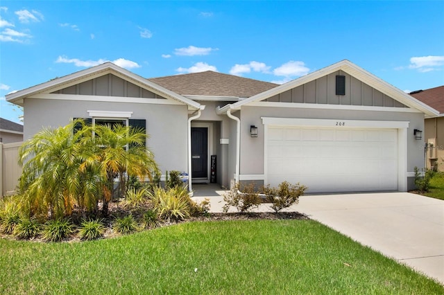 208 Summerlin Ln, Haines City, FL 33844 - single story home featuring an attached garage, concrete driveway, a front yard, and stucco siding