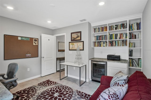 208 Summerlin Ln, Haines City, FL 33844 - office featuring beverage cooler, light tile patterned flooring, recessed lighting, and baseboards