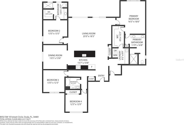8932 SW 101st Cir, Ocala, FL 34481 - home floor plan