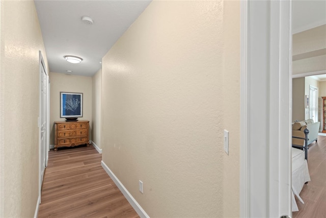 7628 Bay Port Rd Unit 43, Orlando, FL 32819 - hallway featuring wood finished floors, a textured wall, and baseboards